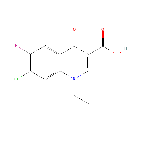 1-ETHYL-7-CHLORO-6-FLUORO-1,4-DIHYDRO-4-OXOQUINOLINE-3-CARBOXYLIC ACID (CAS: 68077-26-9) - Chemical Structure and Molecular Formula 