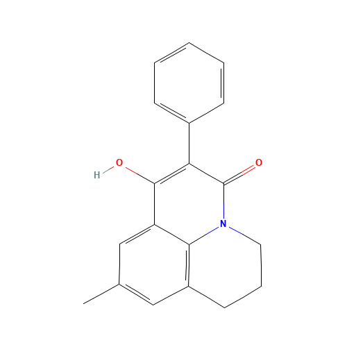 7-HYDROXY-9-METHYL-6-PHENYL-2,3-DIHYDRO-1H,5H-PYRIDO[3,2,1-IJ]QUINOLIN-5-ONE (CAS: 175204-96-3) - Chemical Structure and Molecular Formula 