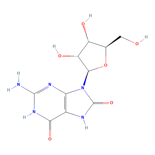 8-HYDROXYGUANOSINE (CAS: 3868-31-3) - Chemical Structure and Molecular Formula 