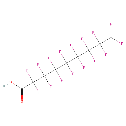 9H-HEXADECAFLUORONONANOIC ACID (CAS: 76-21-1) - Chemical Structure and Molecular Formula 