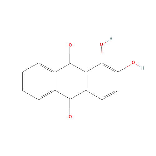 1,2-Dihydroxy-9,10-anthracenedione (CAS: 72-48-0) - Chemical Structure and Molecular Formula 