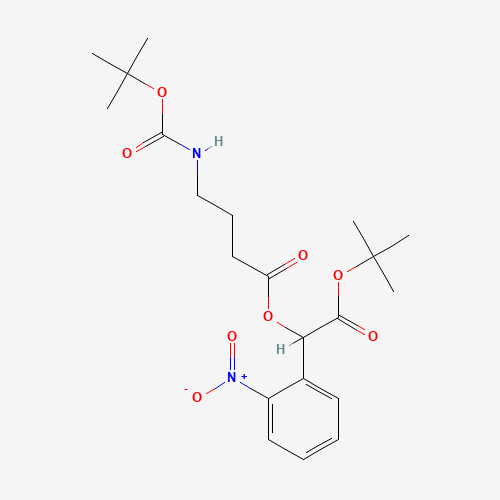 ALPHA-[4-[[(1,1-DIMETHYLETHOXY)CARBONYL]AMINO]-1-OXOBUTOXY]-2-NITRO-,1,1-DIMETHYLETHYL ESTER BENZENEACETIC ACID (CAS: 158690-75-6) - Chemical Structure and Molecular Formula 