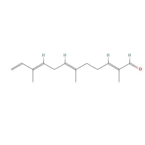(E,E,E)-2,6,10-trimethyldodeca-2,6,9,11-tetraen-1-al (CAS: 17909-77-2) - Chemical Structure and Molecular Formula 