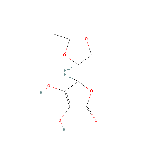 (+)-5,6-O-Isopropylidene-L-ascorbic acid (CAS: 15042-01-0) - Chemical Structure and Molecular Formula 