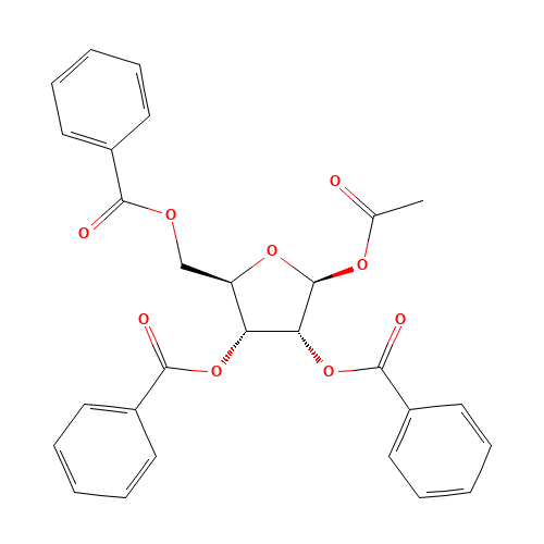beta-D-Ribofuranose 1-acetate 2,3,5-tribenzoate (CAS: 6974-32-9) - Chemical Structure and Molecular Formula 