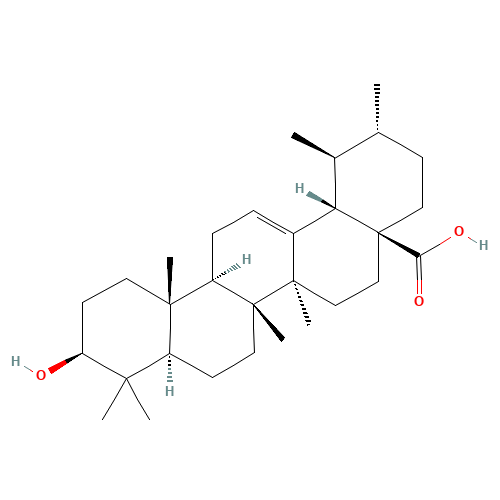 Ursolic acid (CAS: 77-52-1) - Chemical Structure and Molecular Formula 