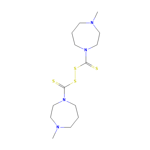 BIS (4-METHYL-1-HOMO-PIPERAZINYLTHIOCARBONYL) DISULFIDE (CAS: 26087-98-9) - Chemical Structure and Molecular Formula 