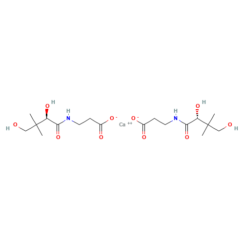 D-(+)-Pantothenic acid calcium salt (CAS: 137-08-6) - Chemical Structure and Molecular Formula 