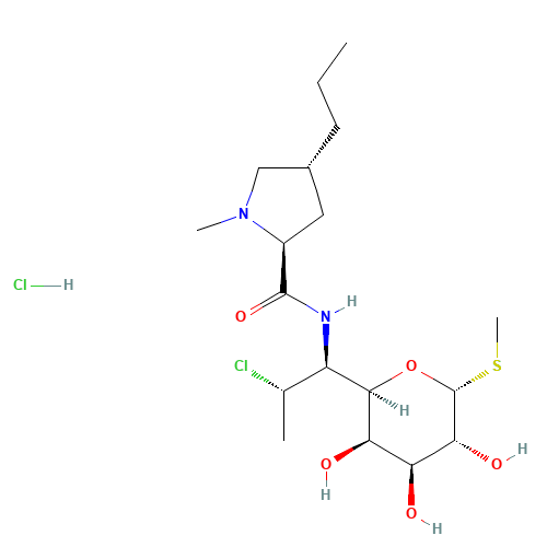 Clindamycin hydrochloride (CAS: 21462-39-5) - Chemical Structure and Molecular Formula 