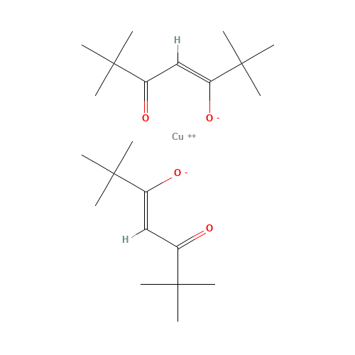 BIS(2,2,6,6-TETRAMETHYL-3,5-HEPTANEDIONATO)COPPER(II) (CAS: 14040-05-2) - Chemical Structure and Molecular Formula 