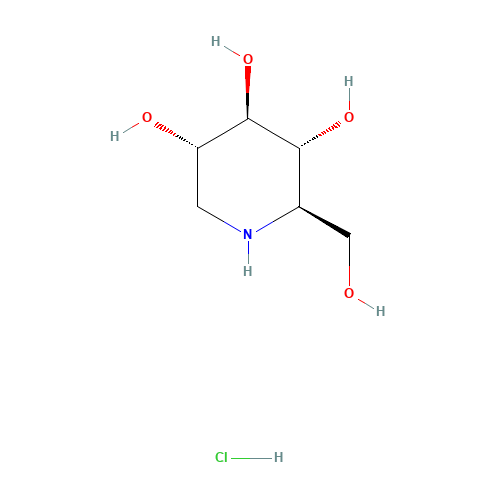 Deoxynojirimycin hydrochloride (CAS: 73285-50-4) - Chemical Structure and Molecular Formula 