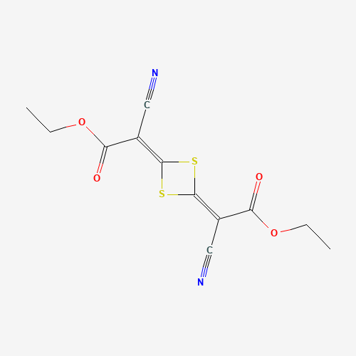 DIETHYL 2,2'-(1,3-DITHIETANE-2,4-DIYLIDENE)BIS(CYANOACETATE) (CAS: 22624-54-0) - Chemical Structure and Molecular Formula 