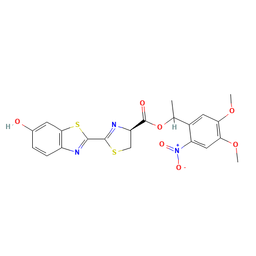 D-LUCIFERIN 1-(4,5-DIMETHOXY-2-NITROPHENYL)ETHYL ESTER (CAS: 223920-67-0) - Chemical Structure and Molecular Formula 
