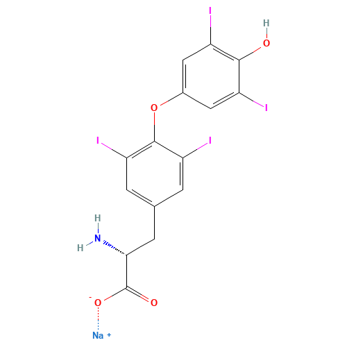 D-THYROXINE SODIUM SALT (CAS: 137-53-1) - Chemical Structure and Molecular Formula 