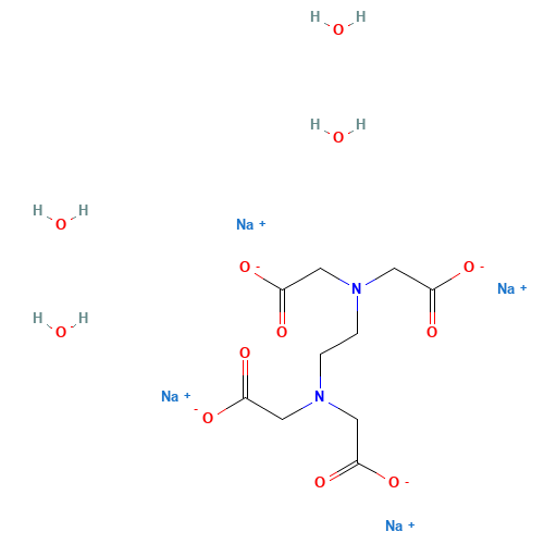 TETRASODIUM SALT OF EDTA TETRA HYDRATE (CAS: 13235-36-4) - Chemical Structure and Molecular Formula 