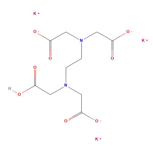 Tripotassium hydrogen ethylenediaminetetraacetate (CAS: 17572-97-3) - Chemical Structure and Molecular Formula 