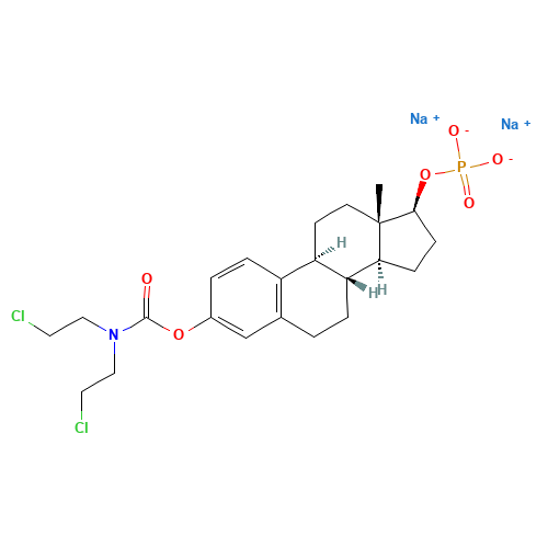 (17-beta)-Estra-1,3,5(10)-triene-3,17-diol 3-(bis(2-chloroethyl)carbamate) 17-(dihydrogenphosphate) disodium salt (CAS: 52205-73-9) - Related Chemical Product