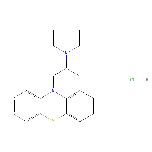 10-[2-DIETHYLAMINOPROPYL]PHENOTHIAZINE (CAS: 1094-08-2) - Chemical Structure and Molecular Formula 