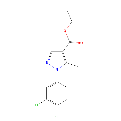 ETHYL 1-(3,4-DICHLOROPHENYL)-5-METHYL-1H-PYRAZOLE-4-CARBOXYLATE (CAS: 208944-53-0) - Chemical Structure and Molecular Formula 