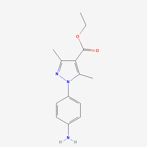 ETHYL 1-(4-AMINOPHENYL)-3,5-DIMETHYL-1H-PYRAZOLE-4-CARBOXYLATE (CAS: 257863-04-0) - Chemical Structure and Molecular Formula 