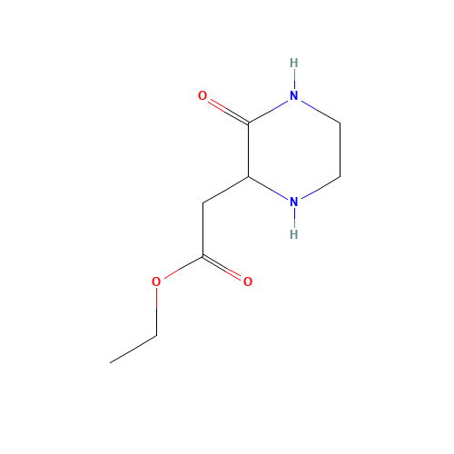 ETHYL 2-(3-OXO-2-PIPERAZINYL)ACETATE (CAS: 33422-35-4) - Chemical Structure and Molecular Formula 
