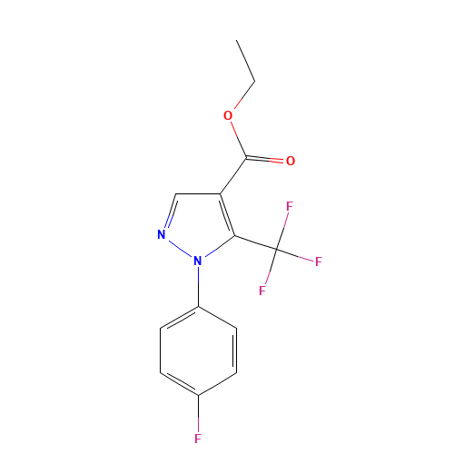 ETHYL 2-(4-FLUOROPHENYL)-3-(TRIFLUOROMETHYL)PYRAZOLE-4-CARBOXYLATE (CAS: 175137-38-9) - Chemical Structure and Molecular Formula 