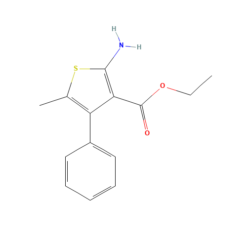 ETHYL 2-AMINO-5-METHYL-4-PHENYLTHIOPHENE-3-CARBOXYLATE (CAS: 4815-37-6) - Chemical Structure and Molecular Formula 