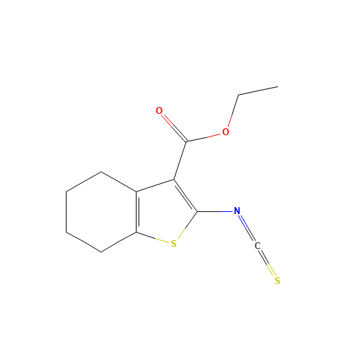 ETHYL 2-ISOTHIOCYANATO-4,5,6,7-TETRAHYDRO-1-BENZOTHIOPHENE-3-CARBOXYLATE (CAS: 85716-87-6) - Chemical Structure and Molecular Formula 