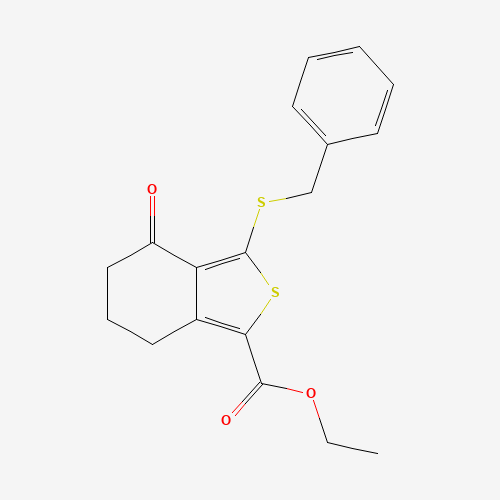 ETHYL 3-(BENZYLTHIO)-4-OXO-4,5,6,7-TETRAHYDROBENZO[C]THIOPHENE-1-CARBOXYLATE (CAS: 172516-35-7) - Chemical Structure and Molecular Formula 