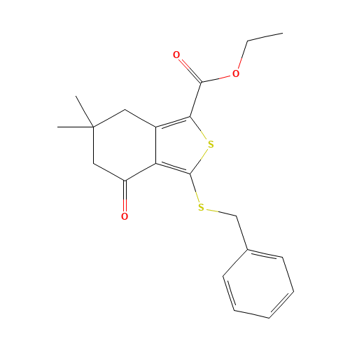 ETHYL 3-(BENZYLTHIO)-6,6-DIMETHYL-4-OXO-4,5,6,7-TETRAHYDROBENZO[C]THIOPHENE-1-CARBOXYLATE (CAS: 172516-45-9) - Related Chemical Product