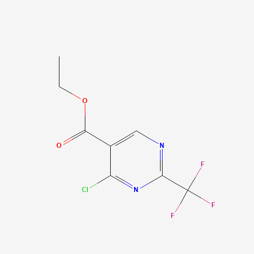 Ethyl 4-chloro-2-(trifluoromethyl)pyrimidine-5-carboxylate (CAS: 720-01-4) - Chemical Structure and Molecular Formula 