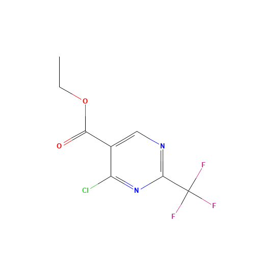 Ethyl 4-chloro-2-(trifluoromethyl)pyrimidine-5-carboxylate (CAS: 720-01-4) - Chemical Structure and Molecular Formula 