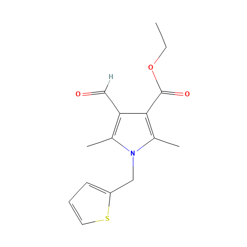 ETHYL 4-FORMYL-2,5-DIMETHYL-1-(2-THIENYLMETHYL)-1H-PYRROLE-3-CARBOXYLATE (CAS: 175276-54-7) - Chemical Structure and Molecular Formula 