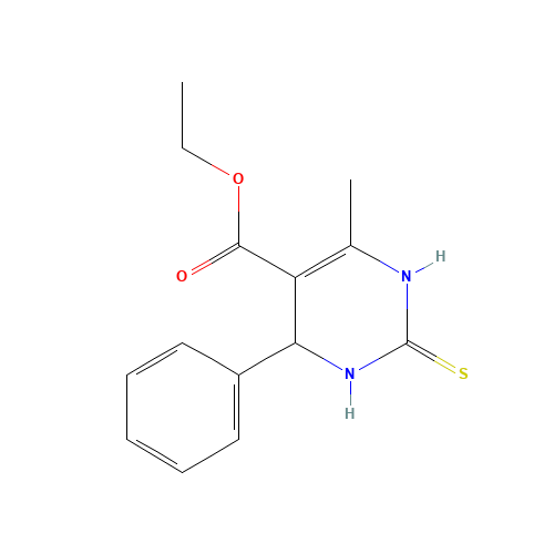 ETHYL 6-METHYL-4-PHENYL-2-THIOXO-1,2,3,4-TETRAHYDROPYRIMIDINE-5-CARBOXYLATE (CAS: 33458-26-3) - Chemical Structure and Molecular Formula 