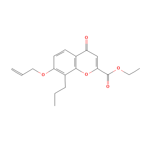 ETHYL 7-(ALLYLOXY)-4-OXO-8-PROPYL-4H-CHROMENE-2-CARBOXYLATE (CAS: 248595-13-3) - Chemical Structure and Molecular Formula 