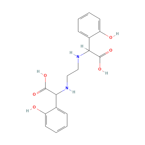 Ethylenediamine-N,N'-bis((2-hydroxyphenyl)acetic acid) (CAS: 1170-02-1) - Chemical Structure and Molecular Formula 