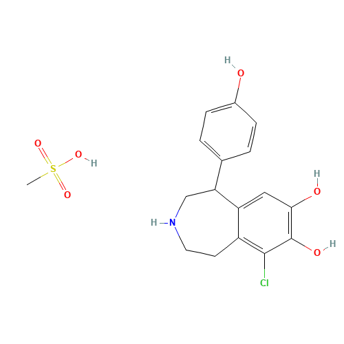 8-Chloro-2-(4-hydroxyphenyl)-4-azabicyclo[5.4.0]undeca-7,9,11-triene-9,10-diol methanesulphonate (CAS: 67227-57-0) - Chemical Structure and Molecular Formula 
