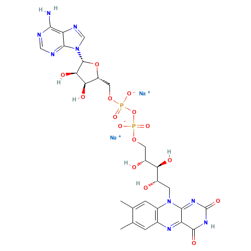 Flavin adenine dinucleotide disodium salt (CAS: 84366-81-4) - Chemical Structure and Molecular Formula 