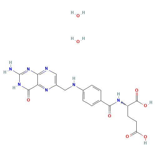 FOLIC ACID DIHYDRATE (CAS: 75708-92-8) - Chemical Structure and Molecular Formula 