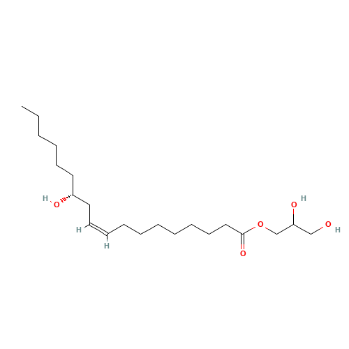 GLYCERYL MONORICINOLEATE (CAS: 1323-38-2) - Chemical Structure and Molecular Formula 