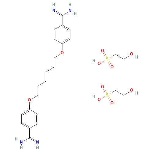 2-hydroxyethanesulphonic acid,compound with 4,4'-[hexane-1,6-diylbis(oxy)]bis[benzenecarboxamidine] (2:1) (CAS: 659-40-5) - Related Chemical Product