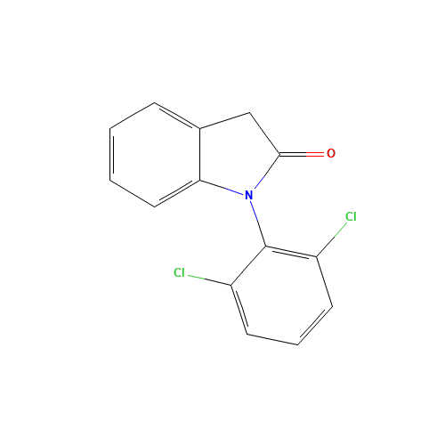 1-(2,6-Dichlorophenyl)indolin-2-one (CAS: 15362-40-0) - Chemical Structure and Molecular Formula 