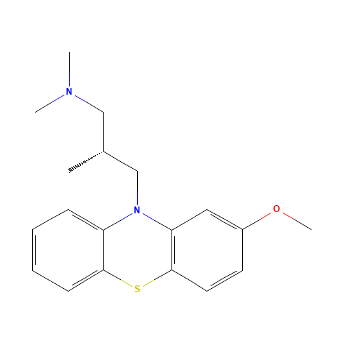 (-)-10-(3-[DIMETHYLAMINO]-2-METHYLPROPYL)-2-METHOXY-PHENOTHIAZINE MALEATE SALT (CAS: 60-99-1) - Chemical Structure and Molecular Formula 