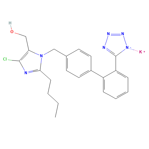 Losartan potassium (CAS: 124750-99-8) - Chemical Structure and Molecular Formula 