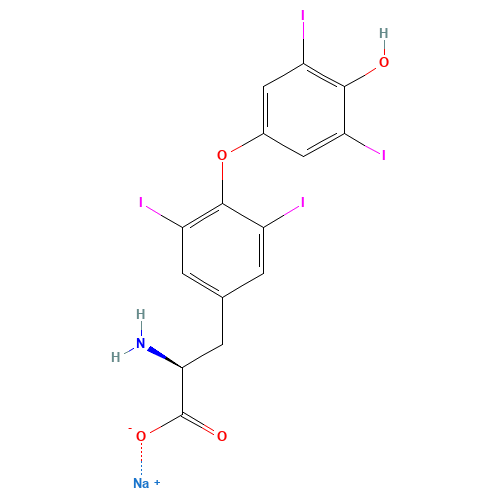 Levothyroxine sodium (CAS: 55-03-8) - Chemical Structure and Molecular Formula 