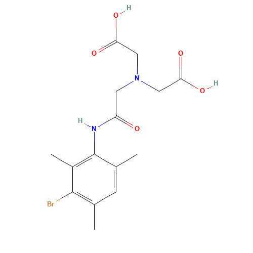 (3-BROMO-2,4,6-TRIMETHYLPHENYLCARBAMOYL)METHYLIMINODIACETIC ACID (CAS: 78266-06-5) - Chemical Structure and Molecular Formula 