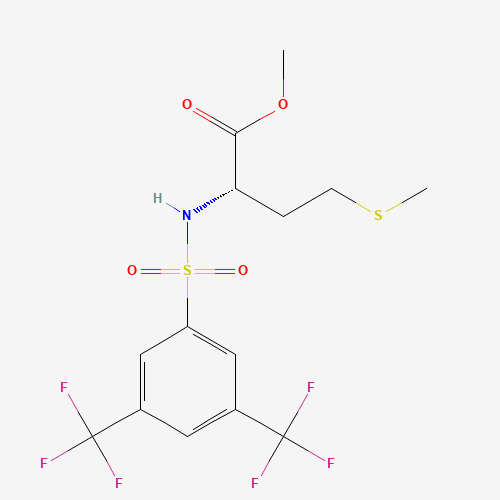 METHYL 2-([[3,5-DI(TRIFLUOROMETHYL)PHENYL]SULFONYL]AMINO)-4-(METHYLTHIO)BUTANOATE (CAS: 175202-21-8) - Chemical Structure and Molecular Formula 