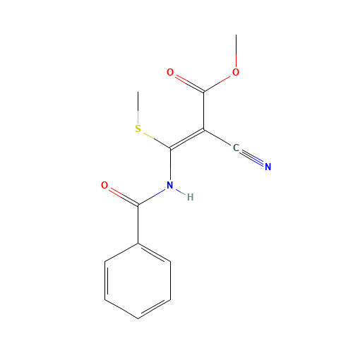 METHYL 3-(BENZOYLAMINO)-2-CYANO-3-(METHYLTHIO)ACRYLATE (CAS: 87693-81-0) - Chemical Structure and Molecular Formula 