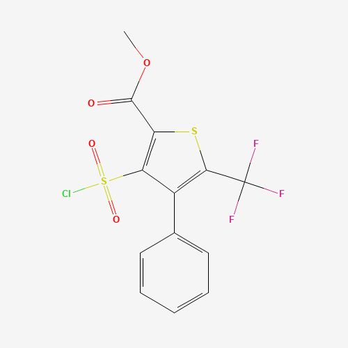 METHYL 3-(CHLOROSULFONYL)-4-PHENYL-5-(TRIFLUOROMETHYL)THIOPHENE-2-CARBOXYLATE (CAS: 306935-98-8) - Chemical Structure and Molecular Formula 