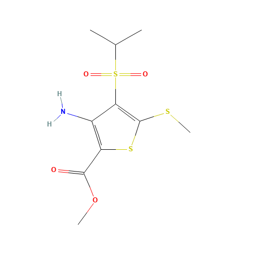 METHYL 3-AMINO-4-(ISOPROPYLSULFONYL)-5-(METHYLTHIO)THIOPHENE-2-CARBOXYLATE (CAS: 175202-07-0) - Chemical Structure and Molecular Formula 